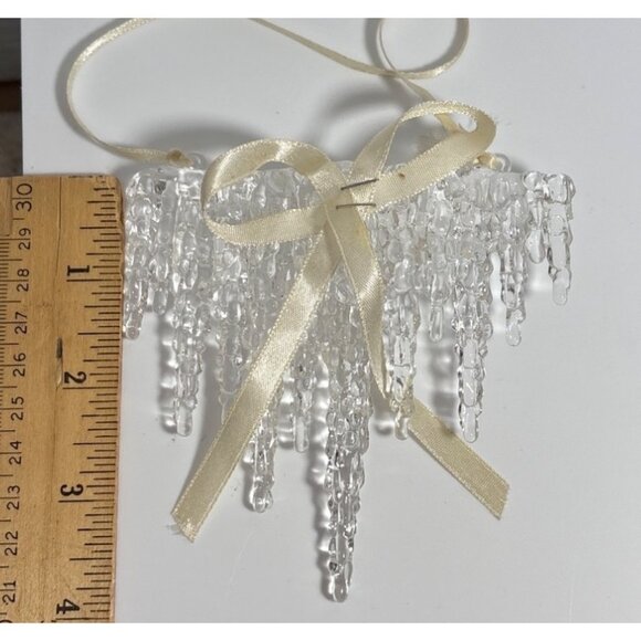 Clear Acrylic Icicle Christmas Ornaments With Ribbon Lg Icicles 9" - Picture 7 of 7